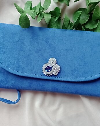 Torebka niebieska, szafirowa kopertówka Light Blue, Soutacheria