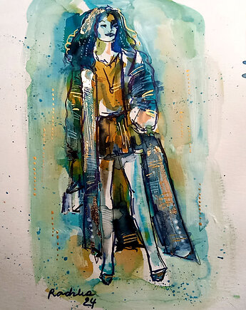 Lilka 67 - akwarela 16x24 cm unikat, Katarzyna Radzka