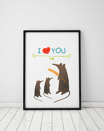 Plakat. Relacje - i love you, myszki, Love Life and Forest