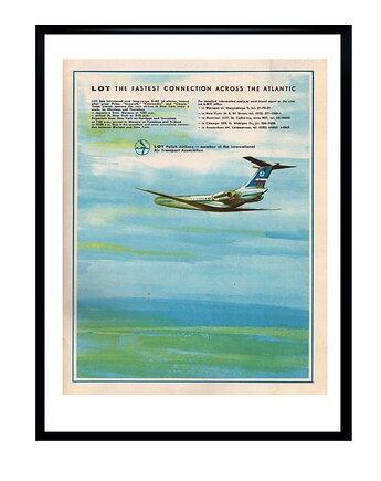 Plakat Oprawiona reklama LOT z Tupolew-134, RiskyWalls