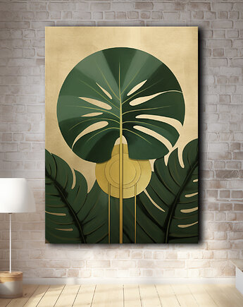 Tropikalne liście - Plakat - Loft, Minimalizm #70, Black Sapphire Art