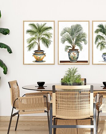 ZESTAW PLAKATÓW botanicznych palma zielone rośliny, black dot studio