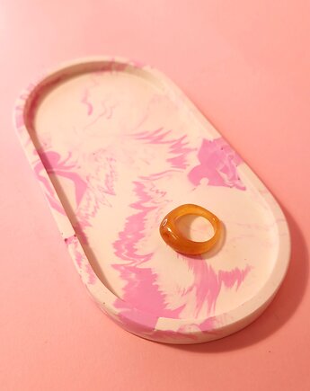 Podstawka owalna, marble, mała taca, biało-różowa, Crazzyco