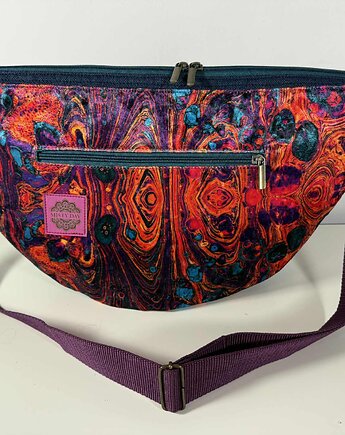 Torebka damska duża, Rogal na ramię, welurowa kolorowa, Misty Day