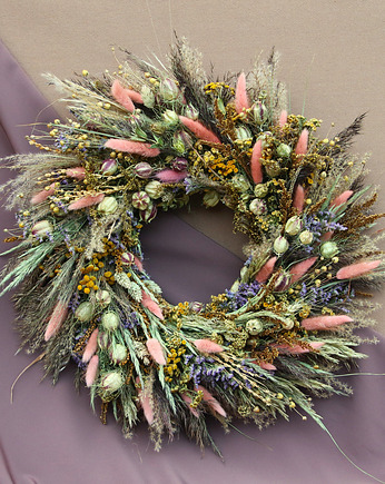 Wianek ,,Różowa patyna" ok 45cm, Rondo Kwiatowe