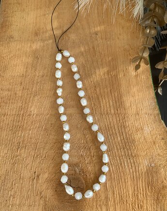 Zawieszka do telefonu - perły i kamień księżycowy, Blask Natury