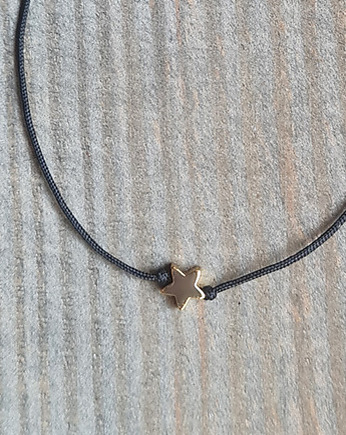 Złocona bransoletka STAR gwiazdka na sznurku czarny, COCONUT