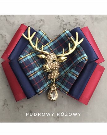 Brosza z Reniferem, kryształem i cyrkoniami, Pudrowy Różowy