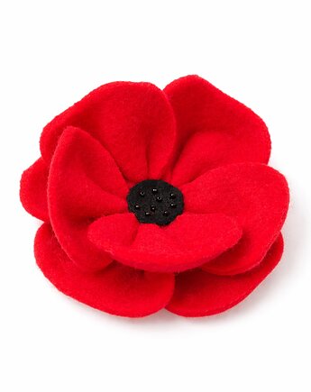 Broszka mak czerwona kwiat 8cm na dzień babci, dzień mamy, Made by Joan