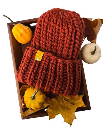 Wełniana czapka zimowa peruvian WOOLY terakota, sploteka