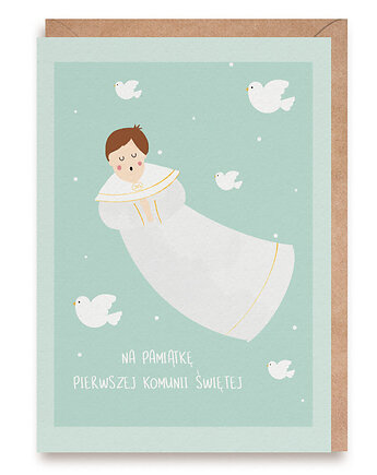 Kartka na Pierwszą Komunię Świętą dla chłopca - "Pamiątka Komunii", Cardie