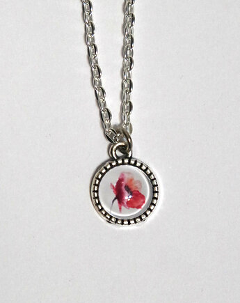 Medalion, naszyjnik - Czerwony mak - mini, yenoo