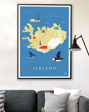 Islandia - plakat - mapa graficzna, minimalmill