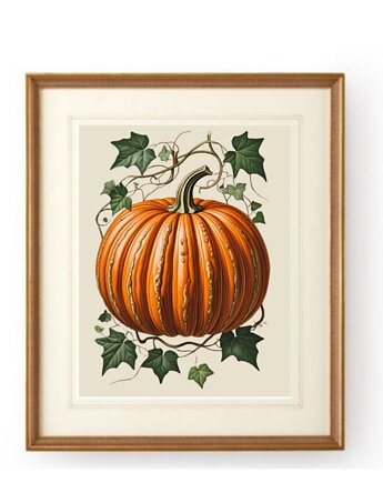 PLAKAT vintage dekoracja dynia jesienna, black dot studio