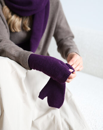 Mitenki Merino&cashmere śliwkowe, Lucky HandMade