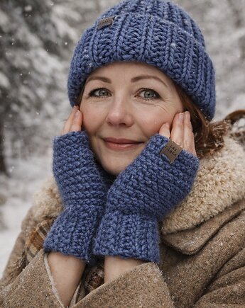 Mitenki wełniane  niebieskie, Las i Łąka