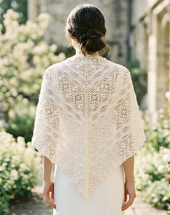 Chusta ślubna handmade ręcznie robiona miękka elegancka ecru, splotomaniaa