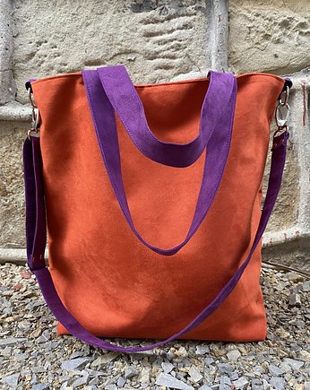 Torba hobo XXL - pomarańcz, fiolet, PRACOWNIA 166