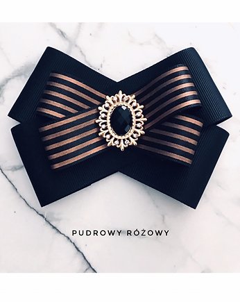 Czarna Brosza z paskami Rose Gold, Pudrowy Różowy