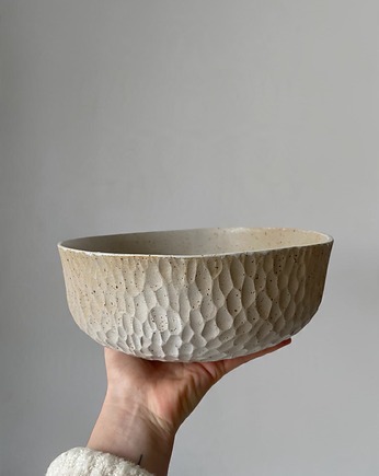 Ręcznie rzeźbiona misa ceramiczna, Misa na owoce, sałatki, Minimalistyczna, umi ceramika