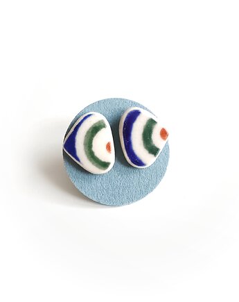 Kolczyki ceramiczne Bolesławiec, biżuteria z talerzy