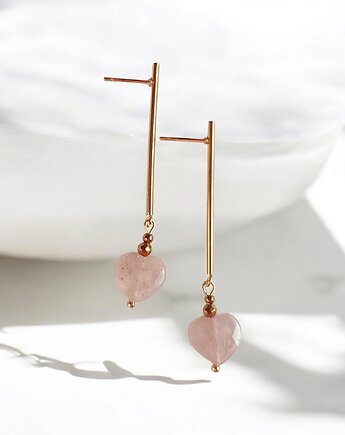 Kolczyki serduszka KWARC TRUSKAWKOWY : długie: wyjątkowy prezent, kaktusia