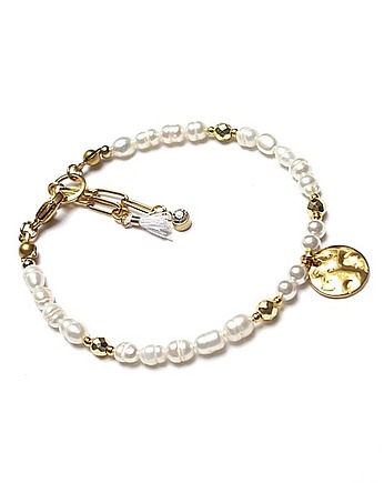 Pearls /white/ perły naturalne vol. 7-bransoletka, KiKa pracownia
