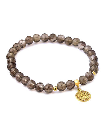 Bransoletka Kwarc Dymny Zawieszka Mandala złoto, Brazi Druse Jewelry