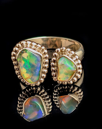 Pierścionek gemini- retro opale, Pracownia Neores