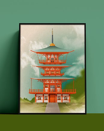 Plakat Pagoda Świątyni Seiganto-ji w Natchikatsuuri ,Japonia, Konrad Kunc