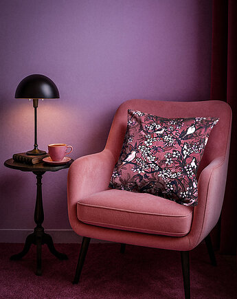 PODUSZKA dekoracyjna, print SŁOWIKI, NAWROTANKA