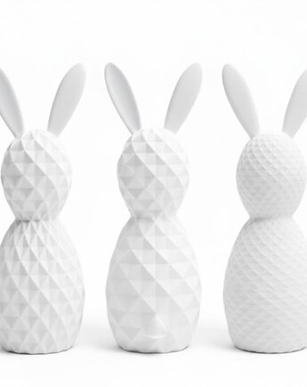 Biały Królik Figurka Stojąca 3SZT  Dekoracja Wielkanocna Zając do Koszyka, smxdsgn