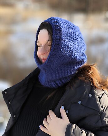 Balaclava wełniana czapka kominiarka z wełny peruwiańskiej WOOLY ultramaryna, sploteka