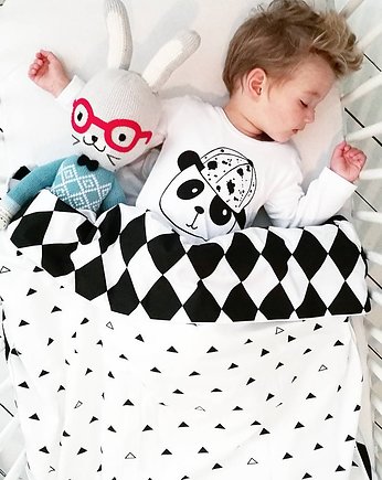 Pościel dziecięca czarno-biała trójkąty romby, Nukko Design