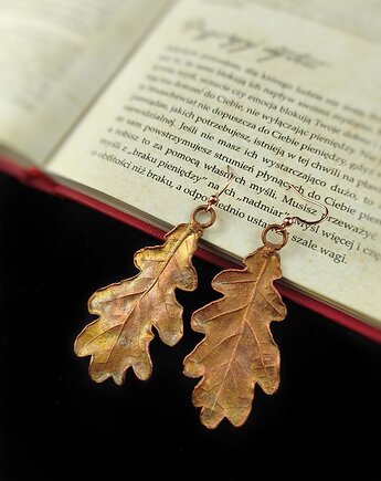 Liście dębu XIII kolczyki miedziane, Treemasters Copper Jewelry