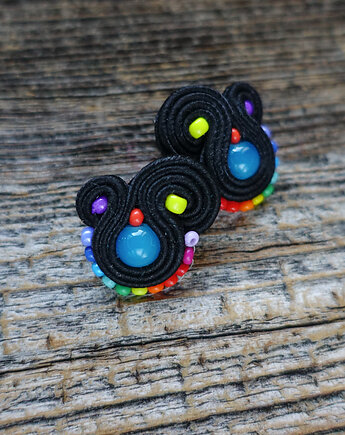 Kolorowe Lentinki- kolczyki soutache, Mró Soutache
