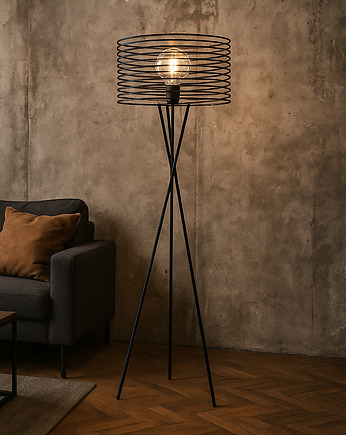 Czarna loftowa lampa podłogowa do salonu LIXA LOFT w kolorze czarnym, lampy loftowe LYSNE LOFT