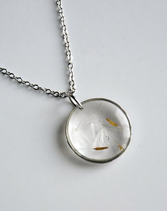 Kwiaty w żywicy biżuteria mniszek, Jaskółcze ziele handmade 