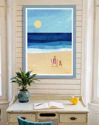 Plakat Nad morzem z psem, minimalmill