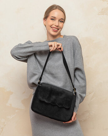 Torebka welurowa cloud czarna, sacky bag