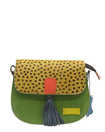 Torebka listonoszka zamszowa damska regulowany pasek kolorowa OLIVKA, Olivka Warsaw