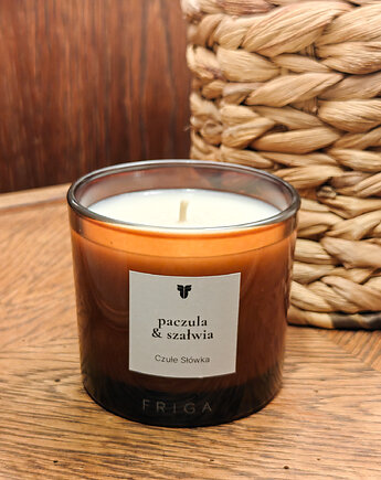 CZUŁE SŁÓWKA  - Świeca zapachowa naturalna - Paczula  Szałwia 220g, FRIGA