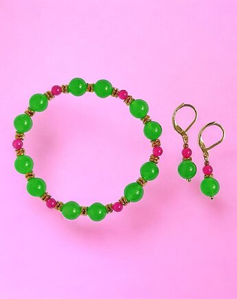 RAZEM TANIEJ! summer collection : bransoletka i kolczyki : jadeit III, kaktusia