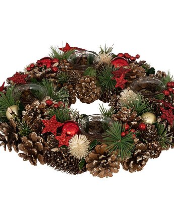 Wieniec stroik świąteczny Ø 34 cm z  miejscem na 4 tealighty, MIA home