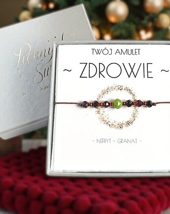 Amulet - ZDROWIE - świąteczne pudełko - NEFRYT, granat