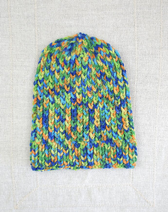 6924 Wielokolorowa, Ręcznie Robiona Czapka Zimowa w Żywe Barwy, kama4you
