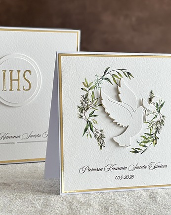 Elegancka pamiątka Pierwszej Komunii w pudełku z kopertą - Gold, 102, Anna Art and Crafts