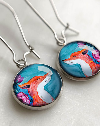 Fox kolczyki długie z lisem, muamua design