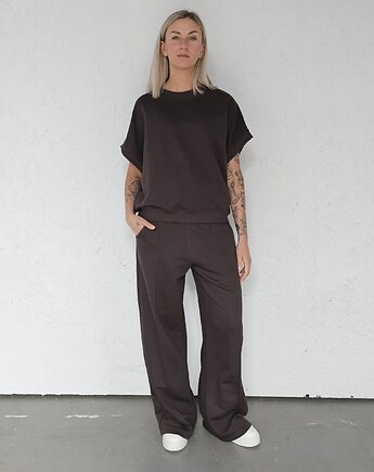 Chiara oversizowy komplet bezrękawnik i spodnie wide leg Chocolate, Ablush