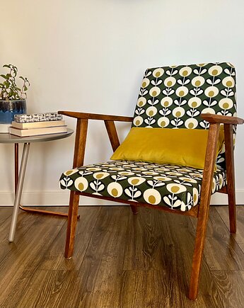 Fotel lata 60.  po pełnej renowacji  mid-century modern, Bałwanki z gałganków